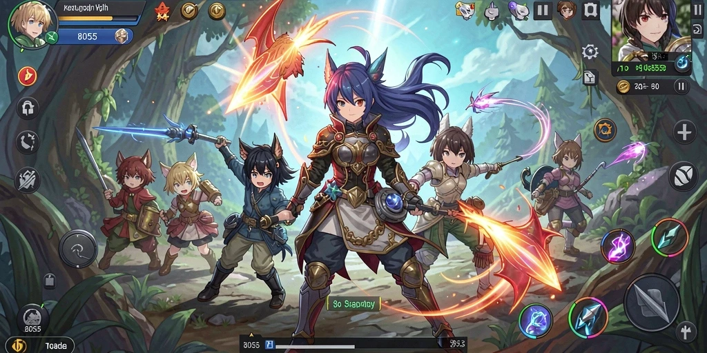 Tampilan gameplay 8055 dengan karakter Anime yang menakjubkan.