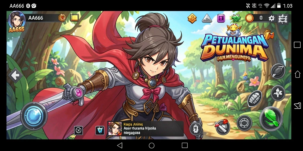 Tampilan gameplay menakjubkan dengan karakter anime yang beraksi.