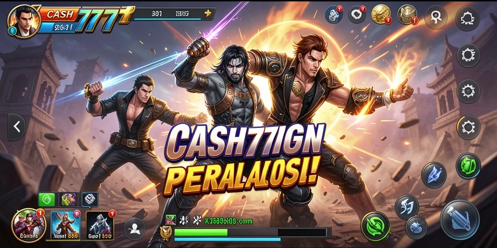 Screenshot utama CASH777 menampilkan aksi pertarungan yang seru dan dinamis.