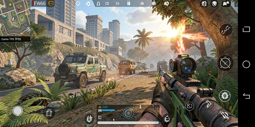 Tampilan gameplay TPS yang mendebarkan di FW66.