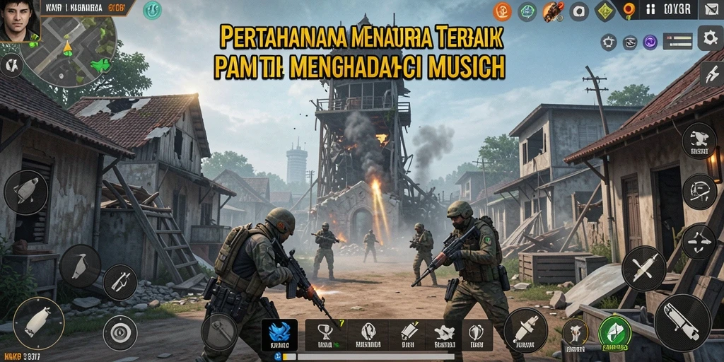 Tampilan gameplay KAKRP menampilkan pertahanan menara yang epik.