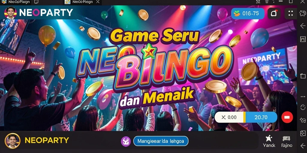 Tampilan penuh warna dari gameplay Bingo di NEOPARTY.