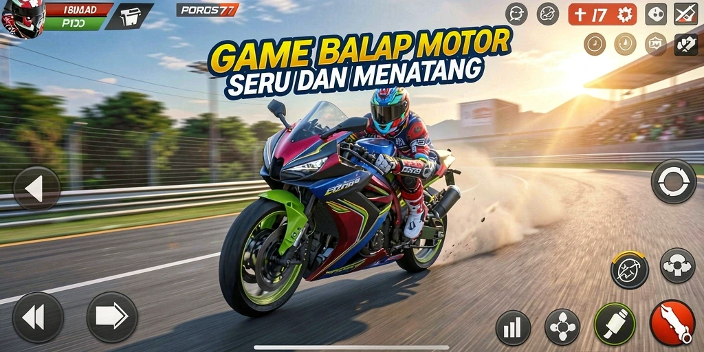 Tampilkan gameplay seru balapan motor di POROS77.