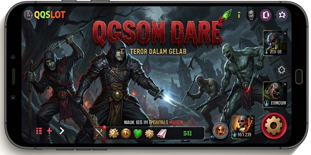 Tangkapan layar gameplay QQSLOT dengan suasana menyeramkan yang mendebarkan.