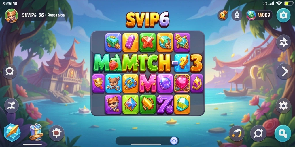 Tampilan gameplay mengasyikkan dari SVIP6 dalam misi Match-3.